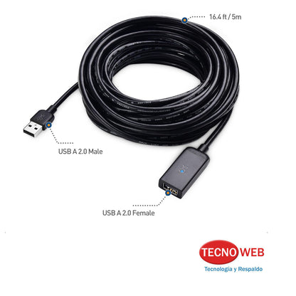 Cable Extensión USB 2.0 USB Macho A USB Hembra 5 Metros Matters