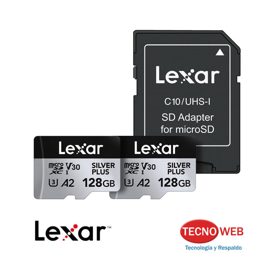 Pack 2 Memorias 128 GB Micro SD Lexar Professional 205 MBs