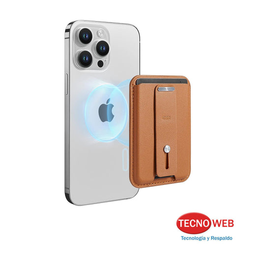 Porta Tarjetas MagSafe para iPhone Con soporte Para Dedo Marrón