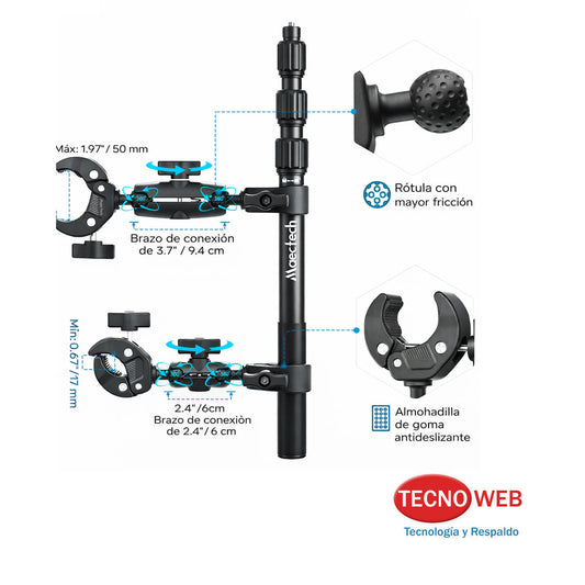 Soporte de caños para Motos doble agarre Cámara Insta360 Maectech
