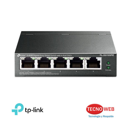 Switch Gigabit 5 Puertos (4 Poe+) 65W TP-link TL-SG105PE