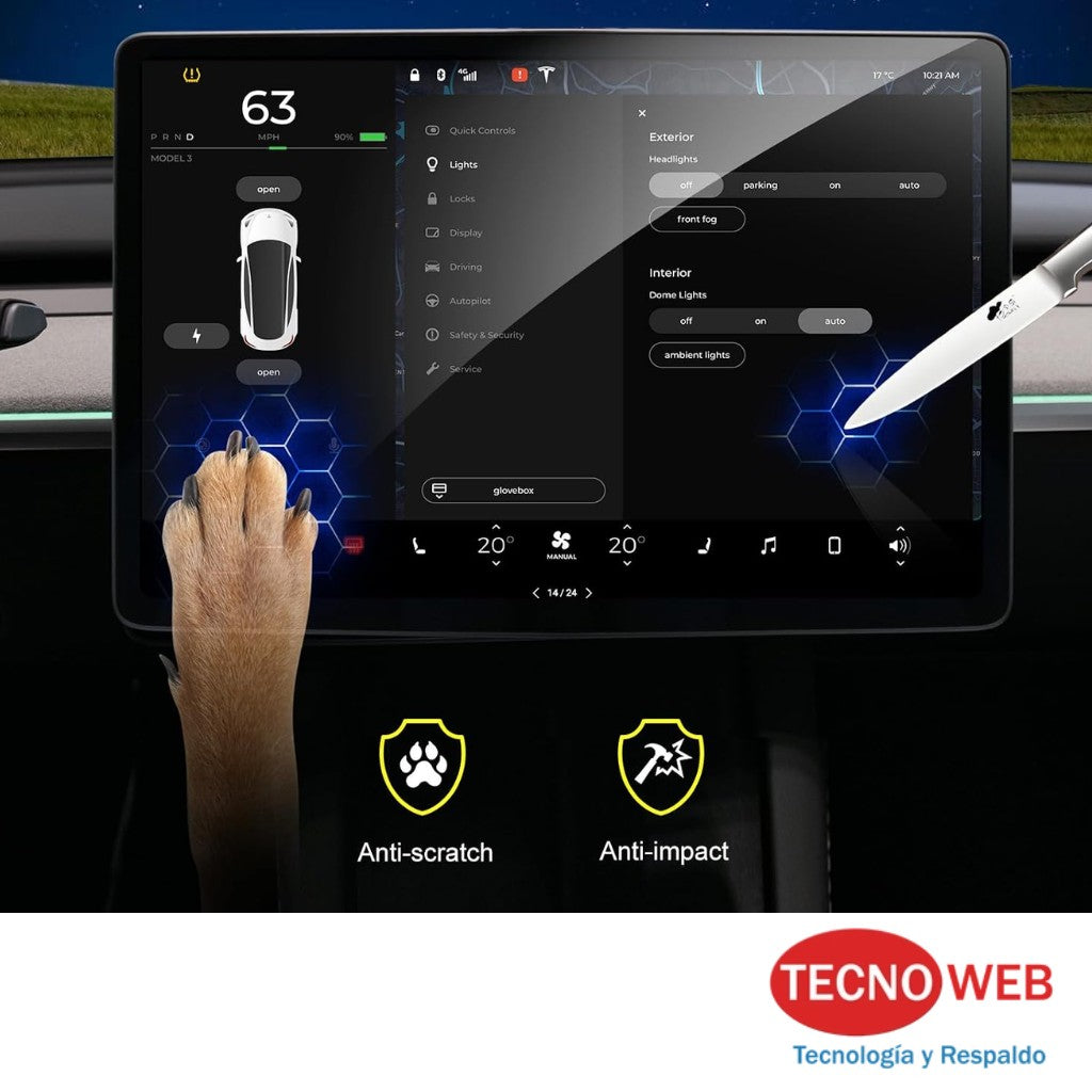 Vidrio Protector de Pantalla Tesla Model Y hasta 2024