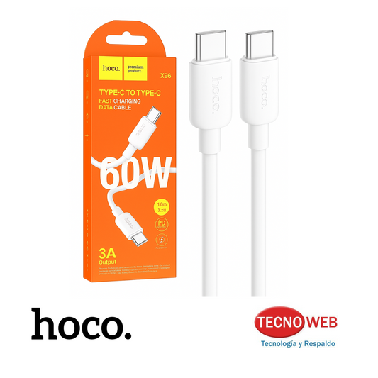 Cable Usb-c A Usb-c Carga Rápida 60w Hoco X96 Blanco